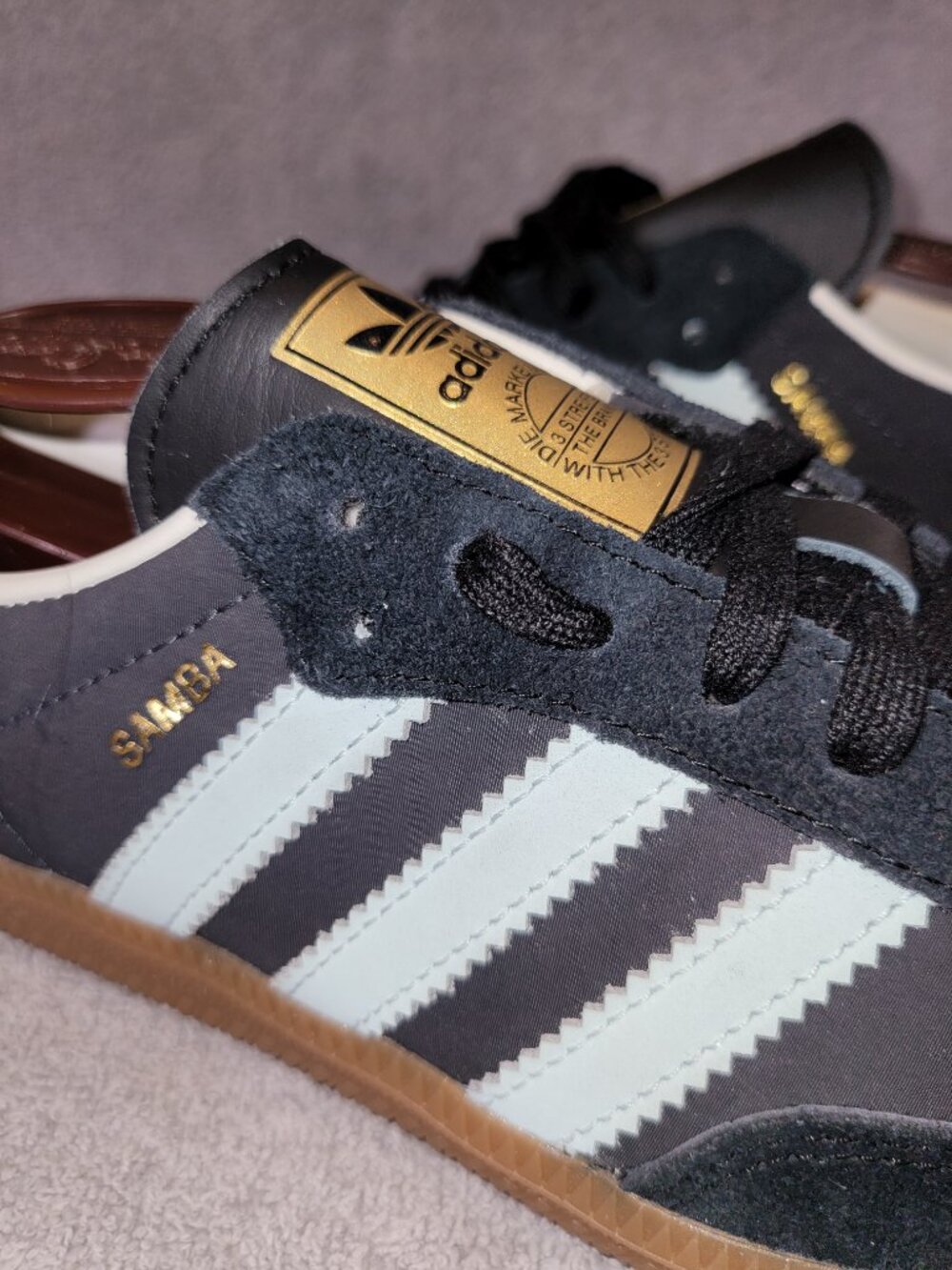 Adidas Samba OG Women's Size 5.5 Carbon Black Light Blue Sneakers ID0493 (#2327) - Picture 11 of 16